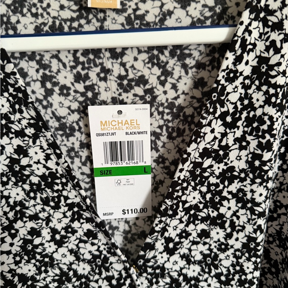 Michael Kors Floral Black and White Women's wrap dress - Picture 2 of 3